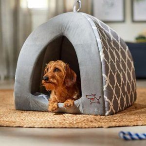 NWT Best Pet Supplies Linen Tent Covered Cat & Dog Bed with reversible mat gray